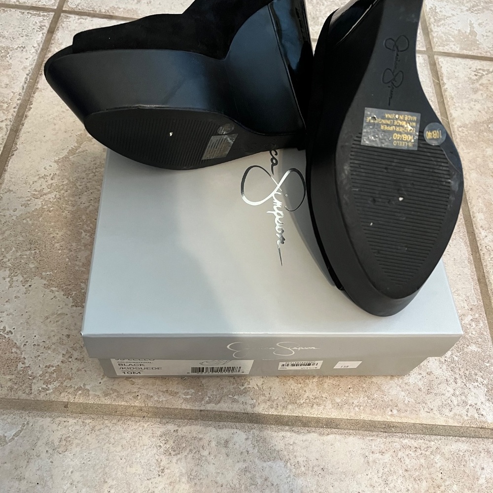 Nib Jessica Simpson Js-Leelo 5 In Black Suede Wed… - image 3
